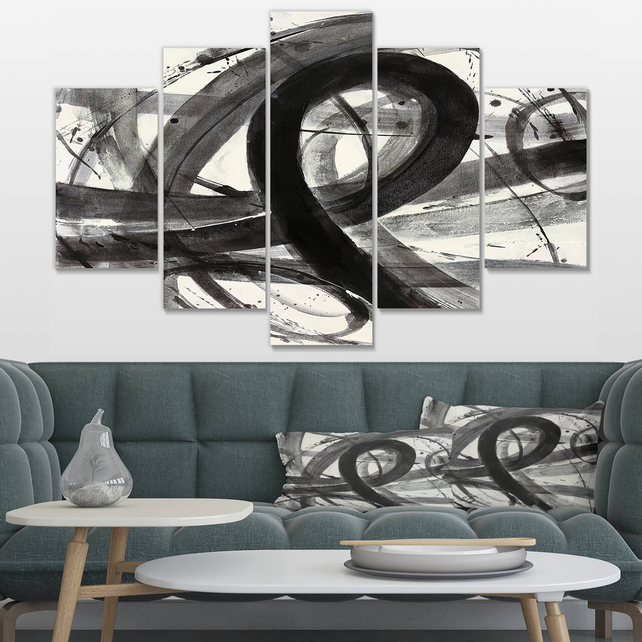 Designart - Black and White Minimalistic Painting - Modern & Transitional Premium Canvas Wall Art